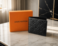 LV Black Embossed Monogram Leather Bifold Wallet