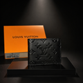 LV Shadow Black Embossed Calfskin Card Holder Wallet