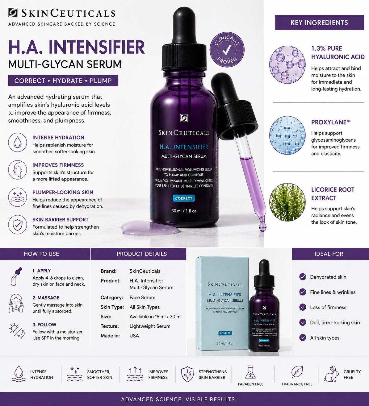 SkinCeuticals H.A. Intensifier Multi-Glycan Serum | Hydrating Hyaluronic Acid Face Serum