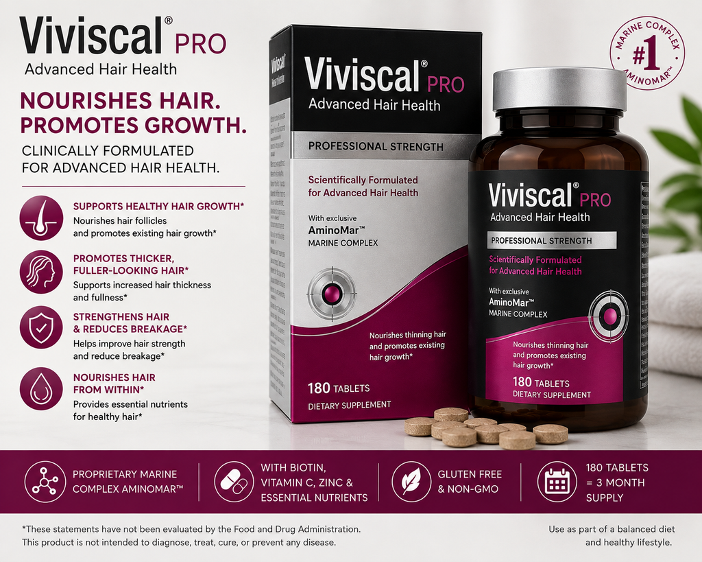 Viviscal Pro Advanced Hair Health Supplement – 180 Tablets | Healthy Hair Growth Support