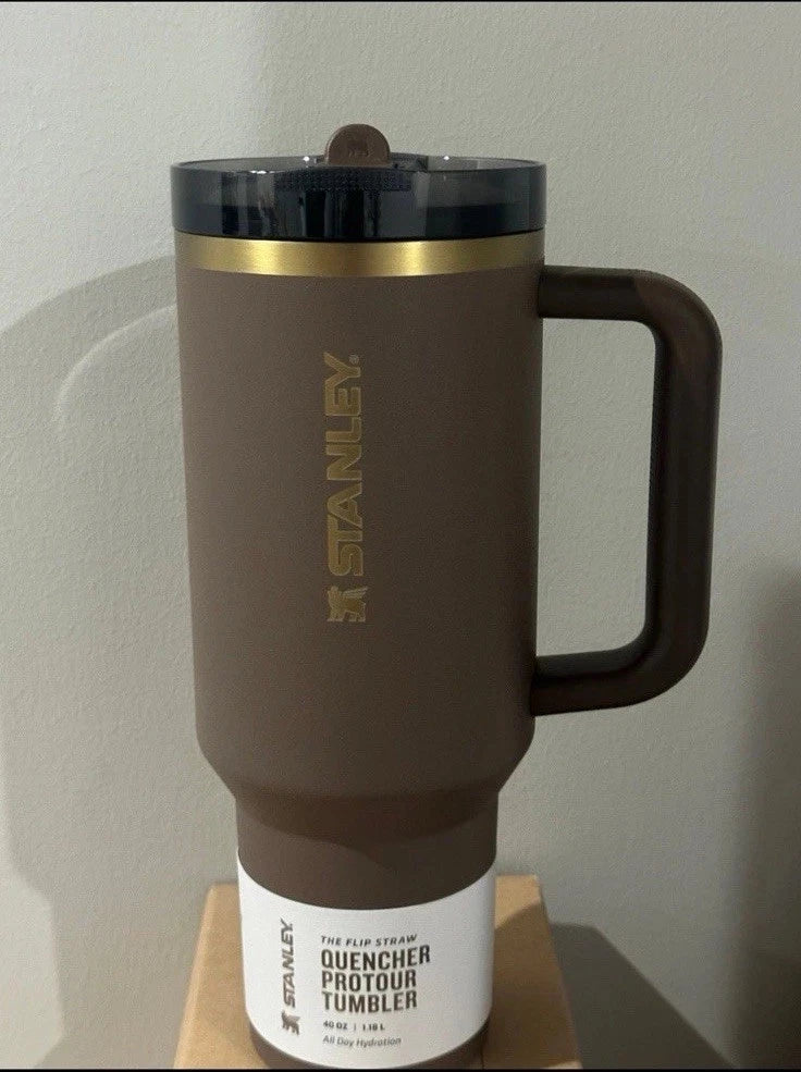 Stanley Quencher ProTour Flip Straw Tumbler 40 OZ Espresso Gold