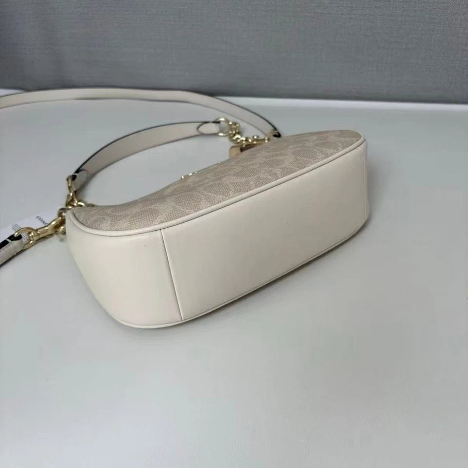 Coach Teri Shoulder Bag Signature Canvas Gold Sand Chalk CV933 NWT
